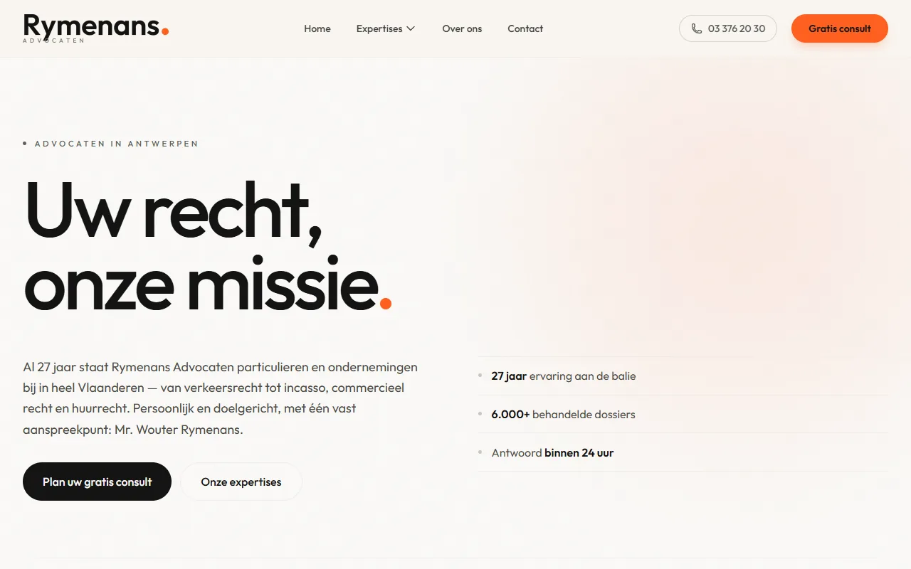 Homepage van rymenans-law.be